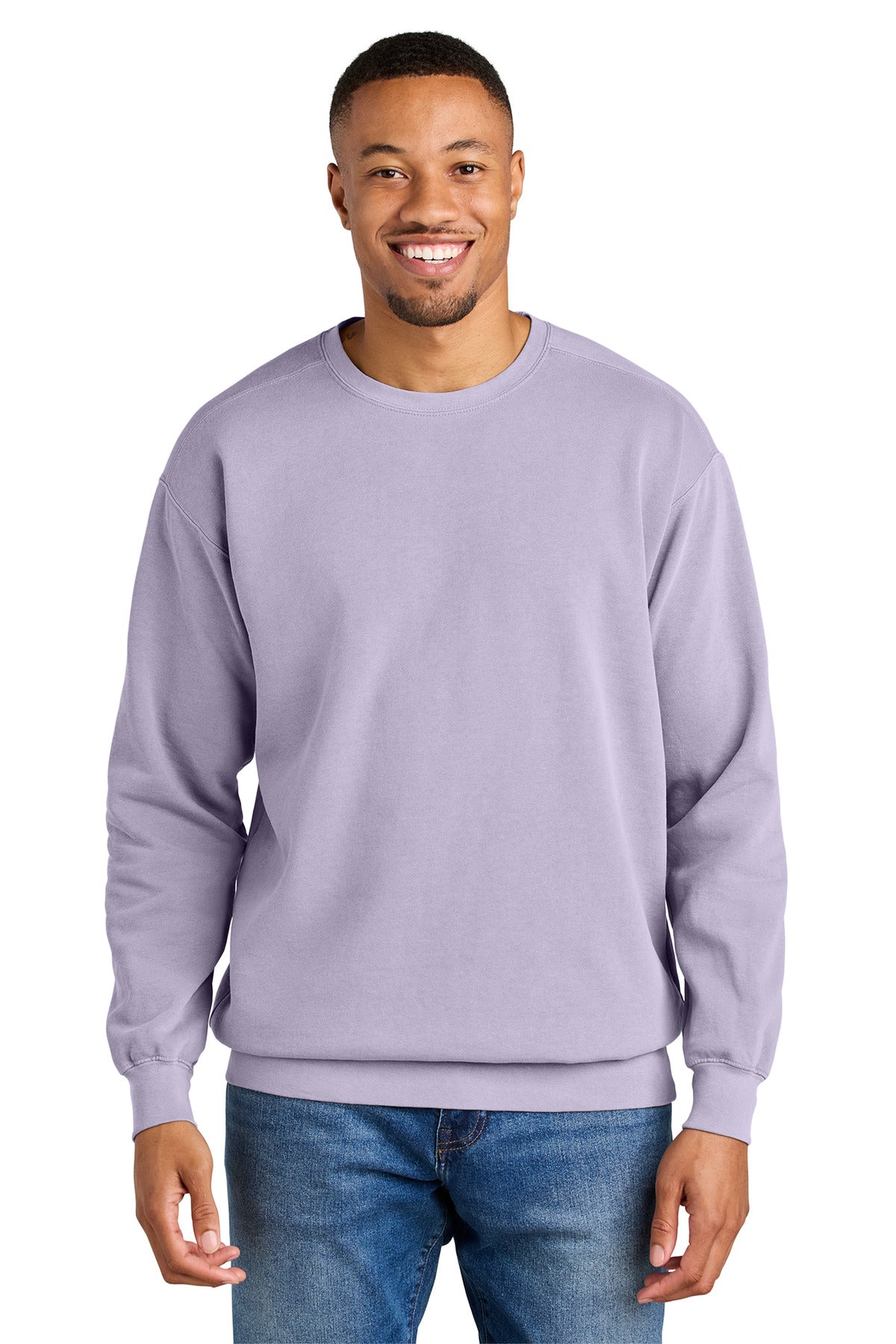 Front View of Orchid COMFORT COLORS Ring Spun Crewneck Sweatshirt. 1566