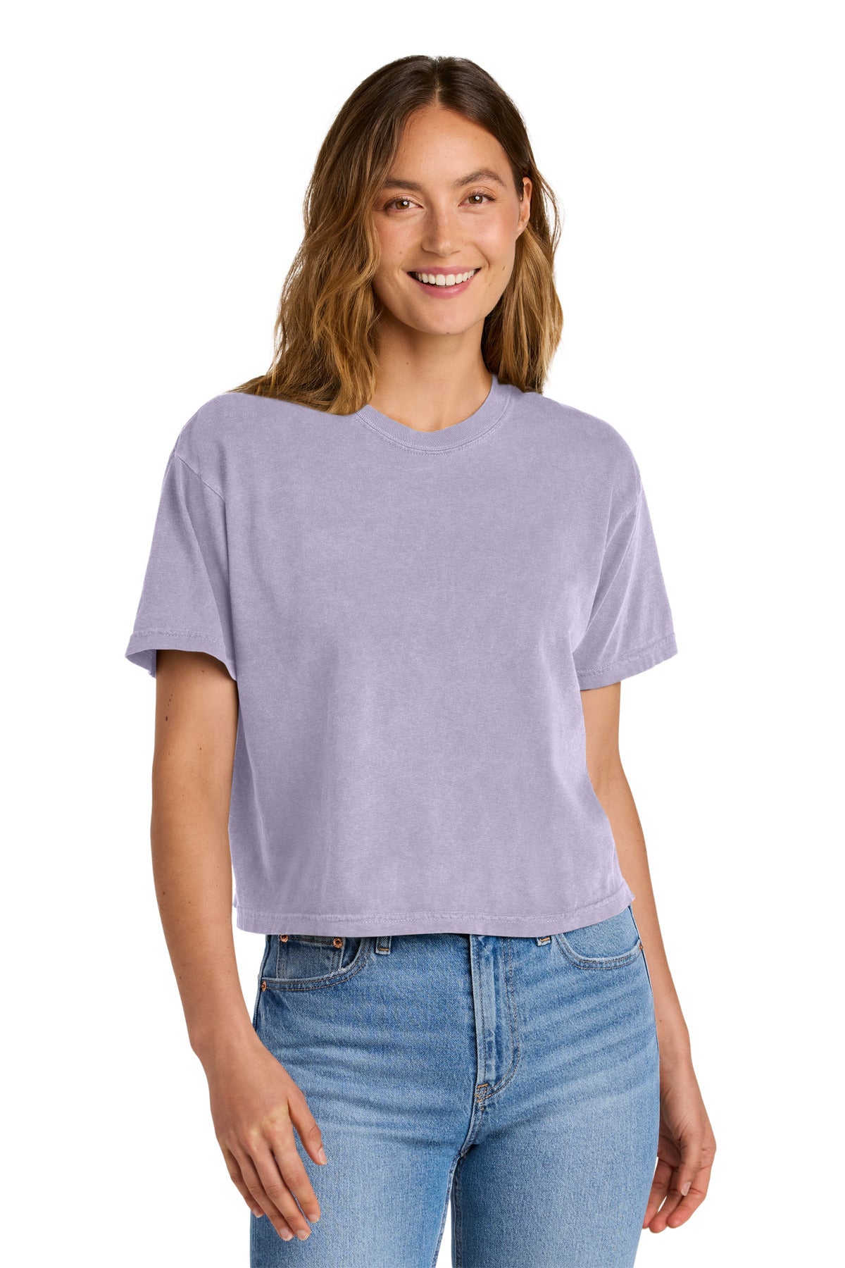 Front View of Orchid Comfort Colors Women's Heavyweight Boxy Tee 3023CL