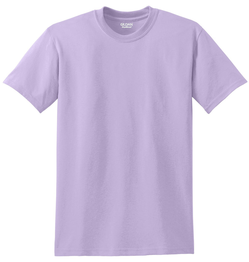 Front View of Orchid Gildan DryBlend 50 Cotton/50 Poly T-Shirt. 8000