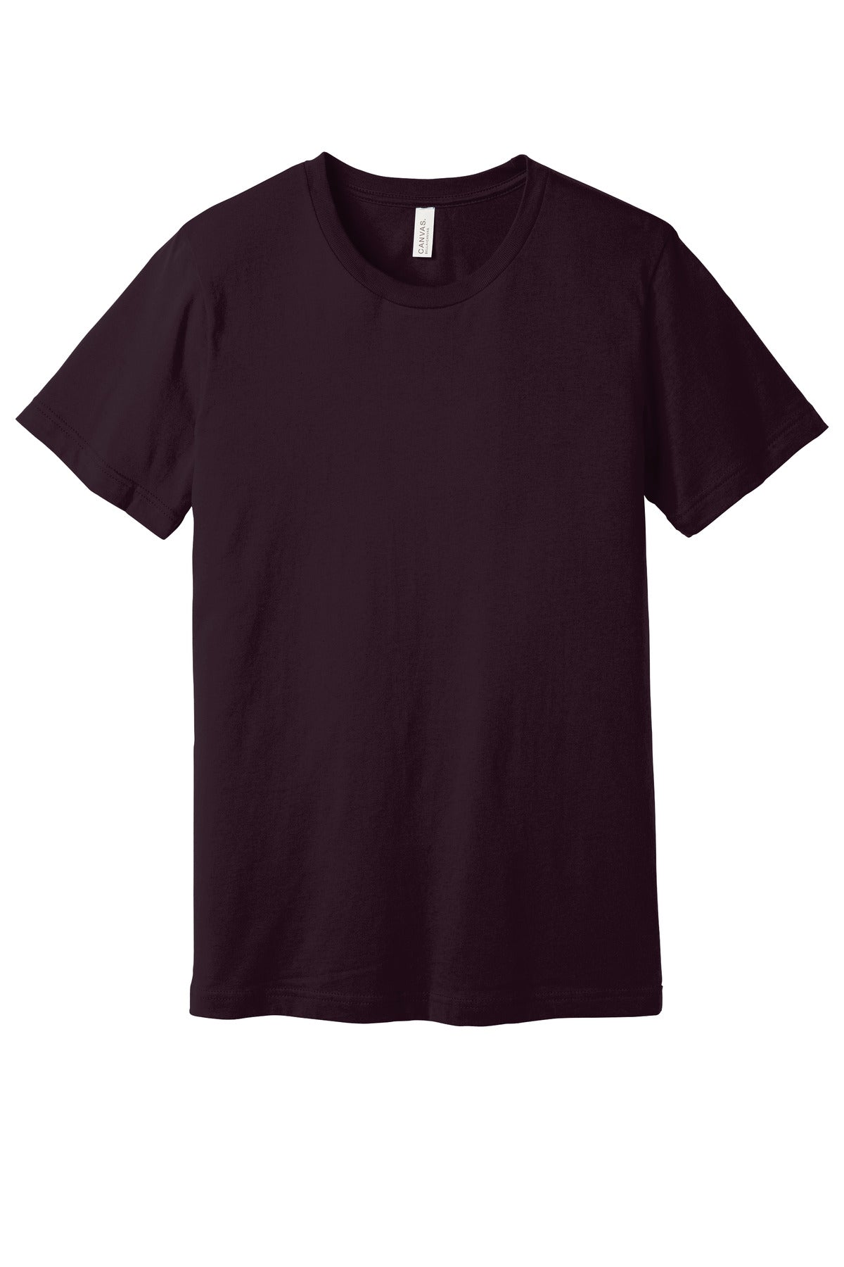 Front View of Oxblood Black BELLA+CANVAS Unisex Jersey Short Sleeve Tee. BC3001