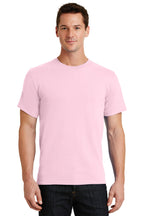 Front View of Pale Pink Port & Co Essential Tee. PC61