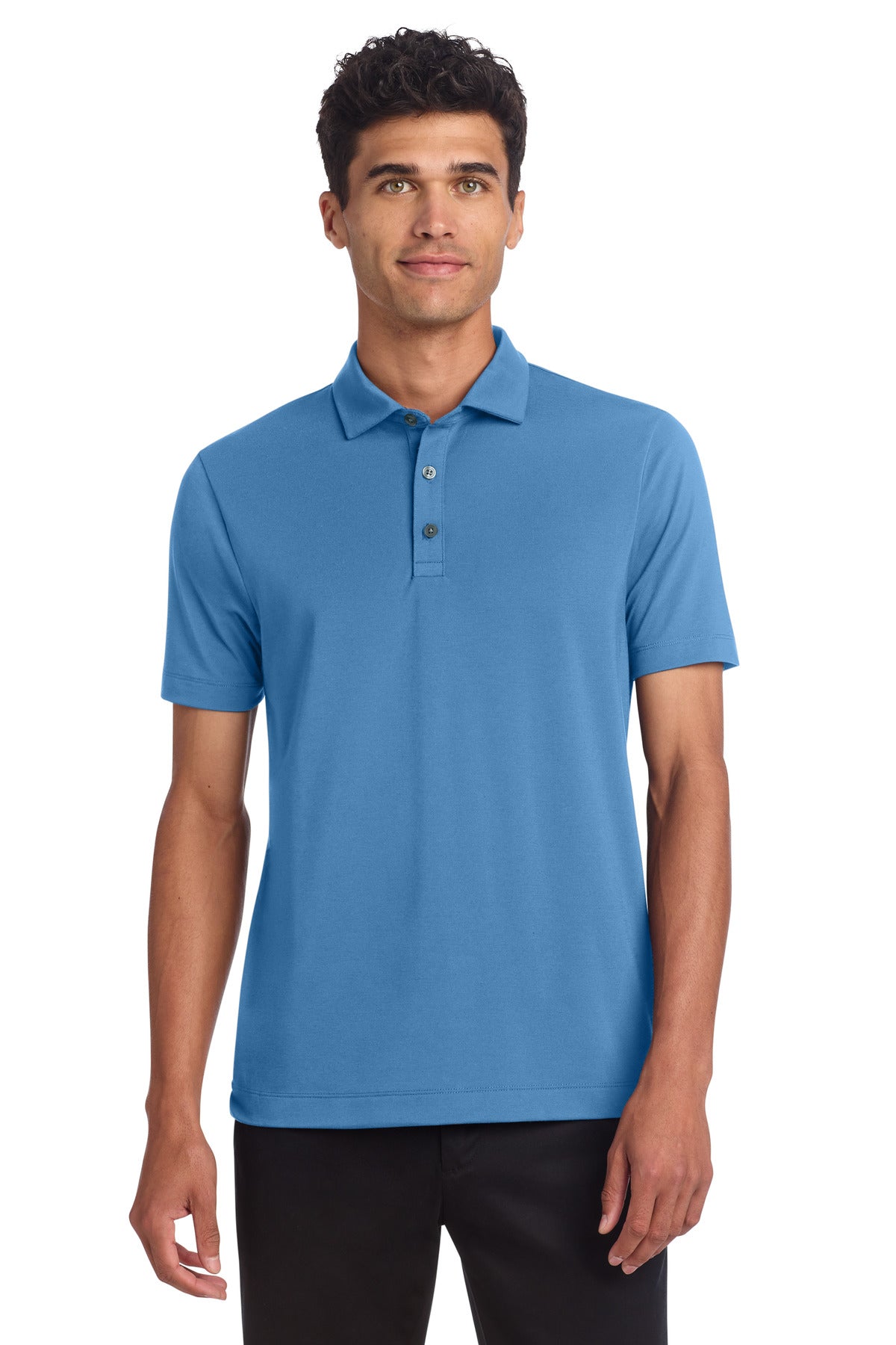 Front View of ParisianBl Mercer+Mettle Stretch Jersey Polo MM1014