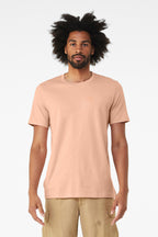 Front View of Peach BELLA+CANVAS Unisex Jersey Short Sleeve Tee. BC3001