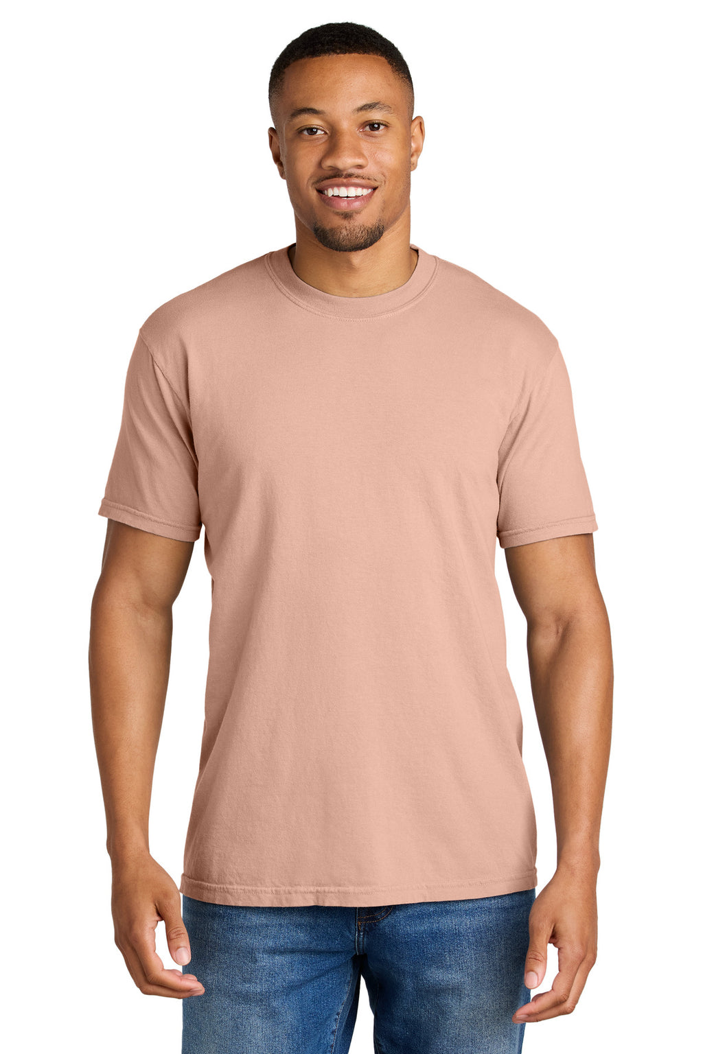 Front View of Peachy COMFORT COLORS Heavyweight Ring Spun Tee. 1717