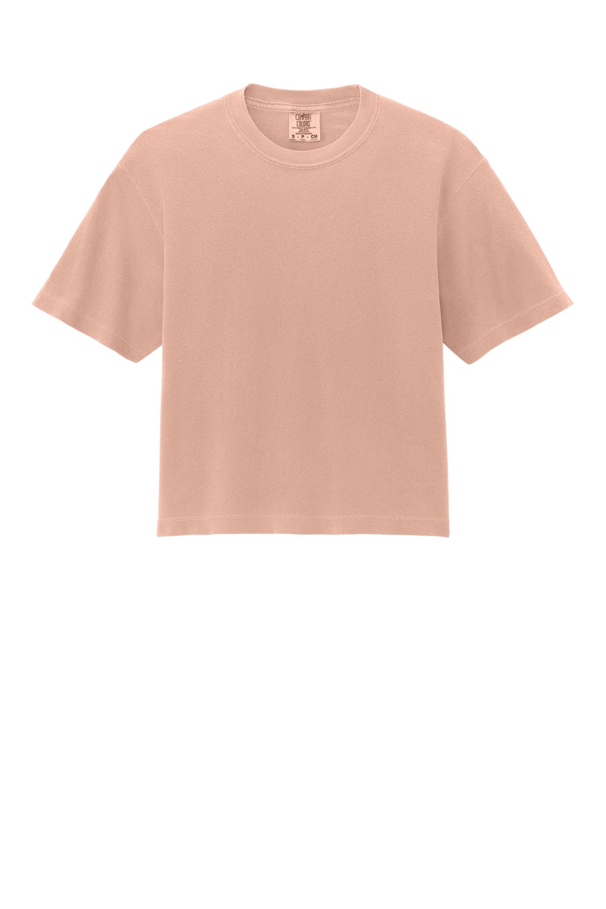 Front View of Peachy Comfort Colors Women's Heavyweight Boxy Tee 3023CL