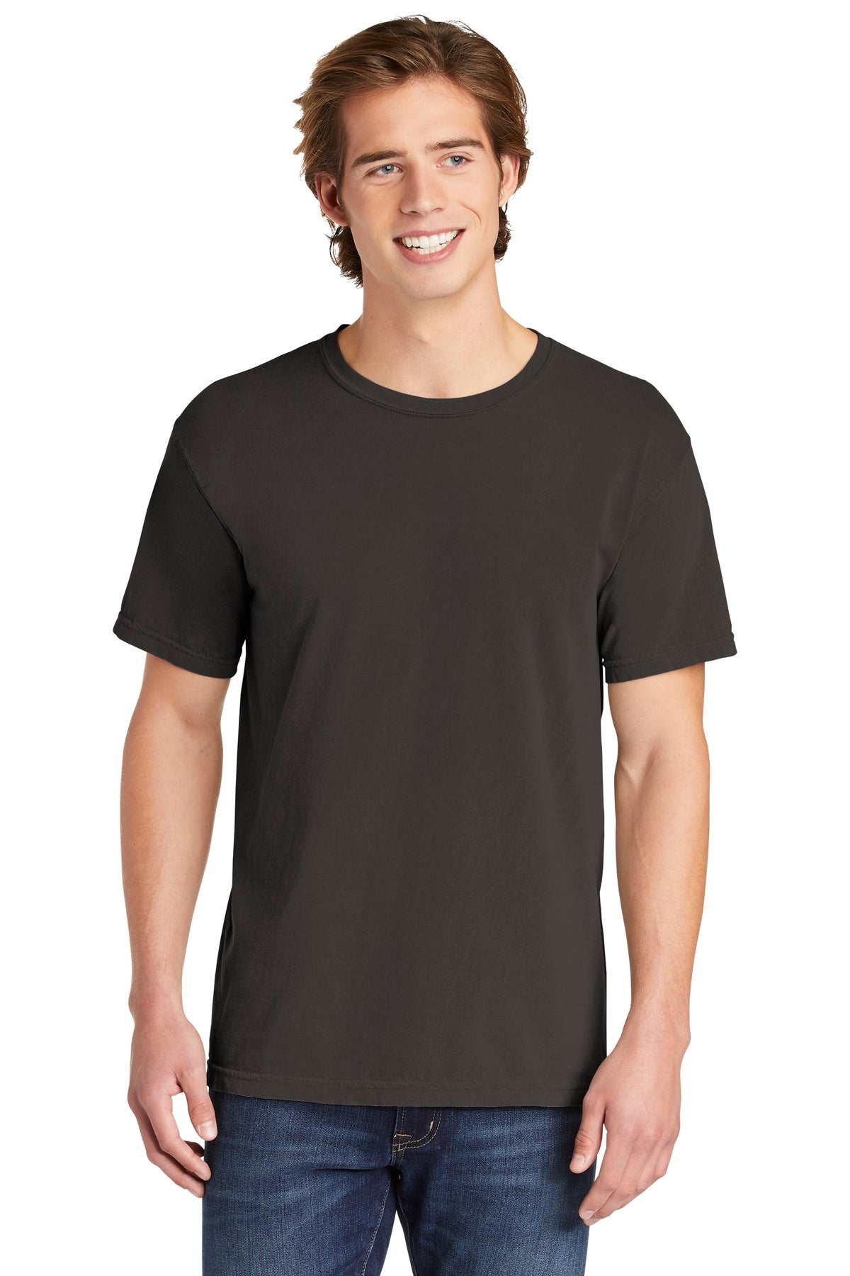 Front View of Pepper COMFORT COLORS Heavyweight Ring Spun Tee. 1717