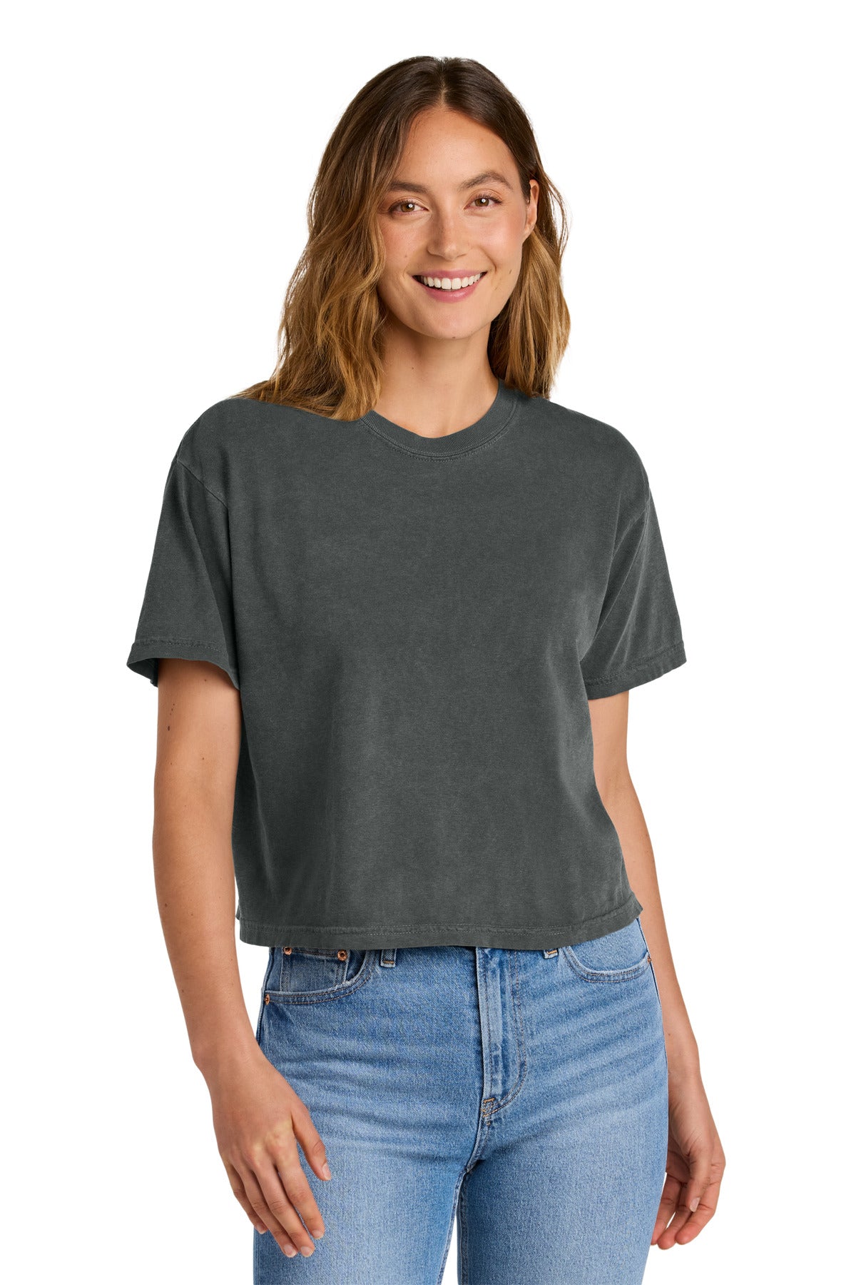 Front View of Pepper Comfort Colors Women's Heavyweight Boxy Tee 3023CL