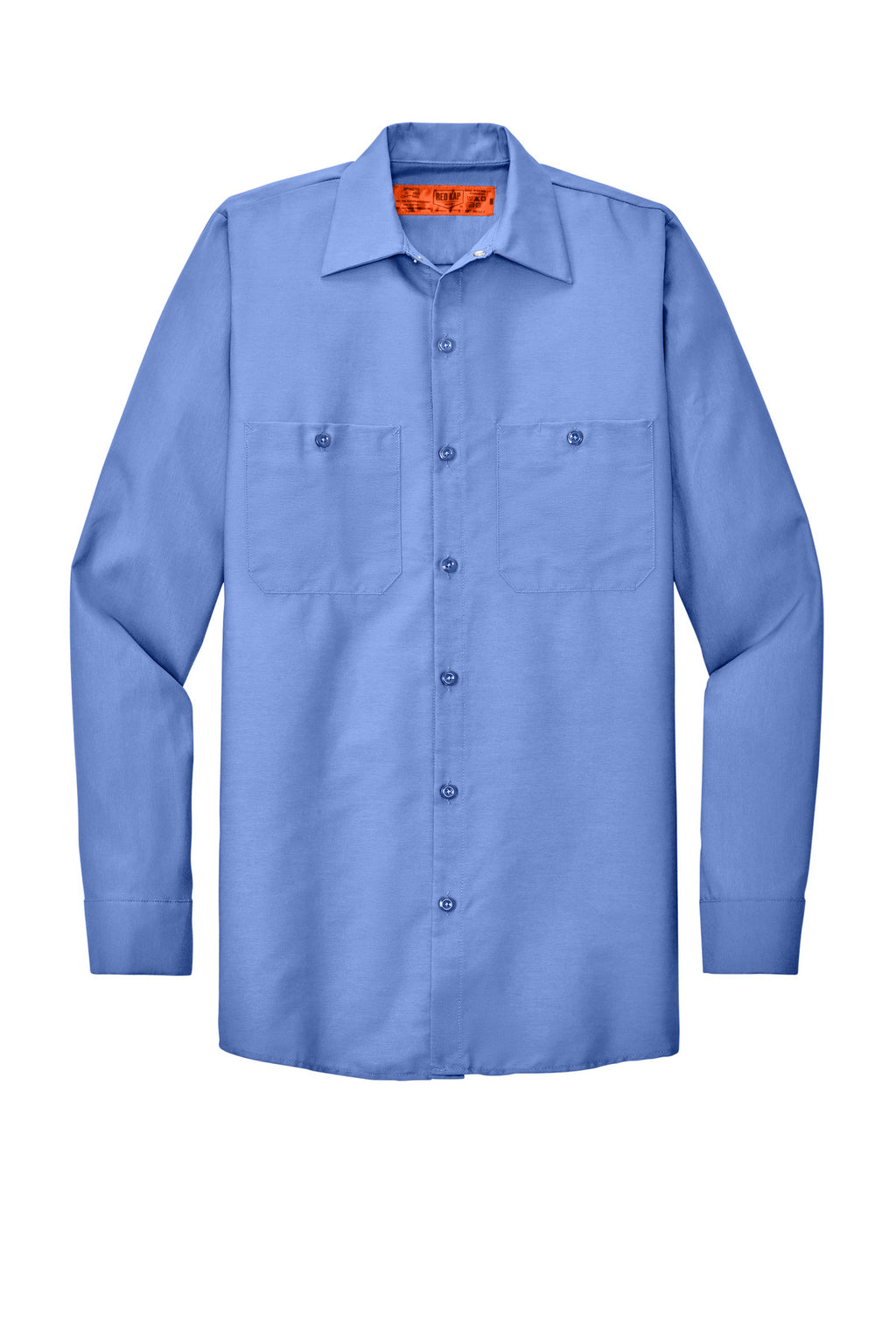 Front View of Petrol Blue Red Kap Long Sleeve Industrial Work Shirt. SP14