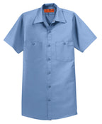 Front View of Petrol Blue Red Kap Short Sleeve Industrial Work Shirt. SP24