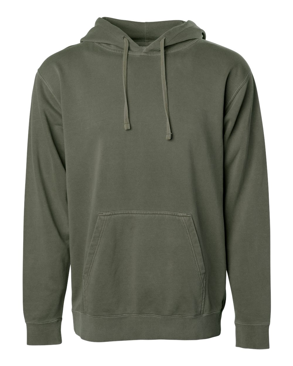 Front View of Pigment Army Midweight Pigment-Dyed Hooded Sweatshirt - PRM4500