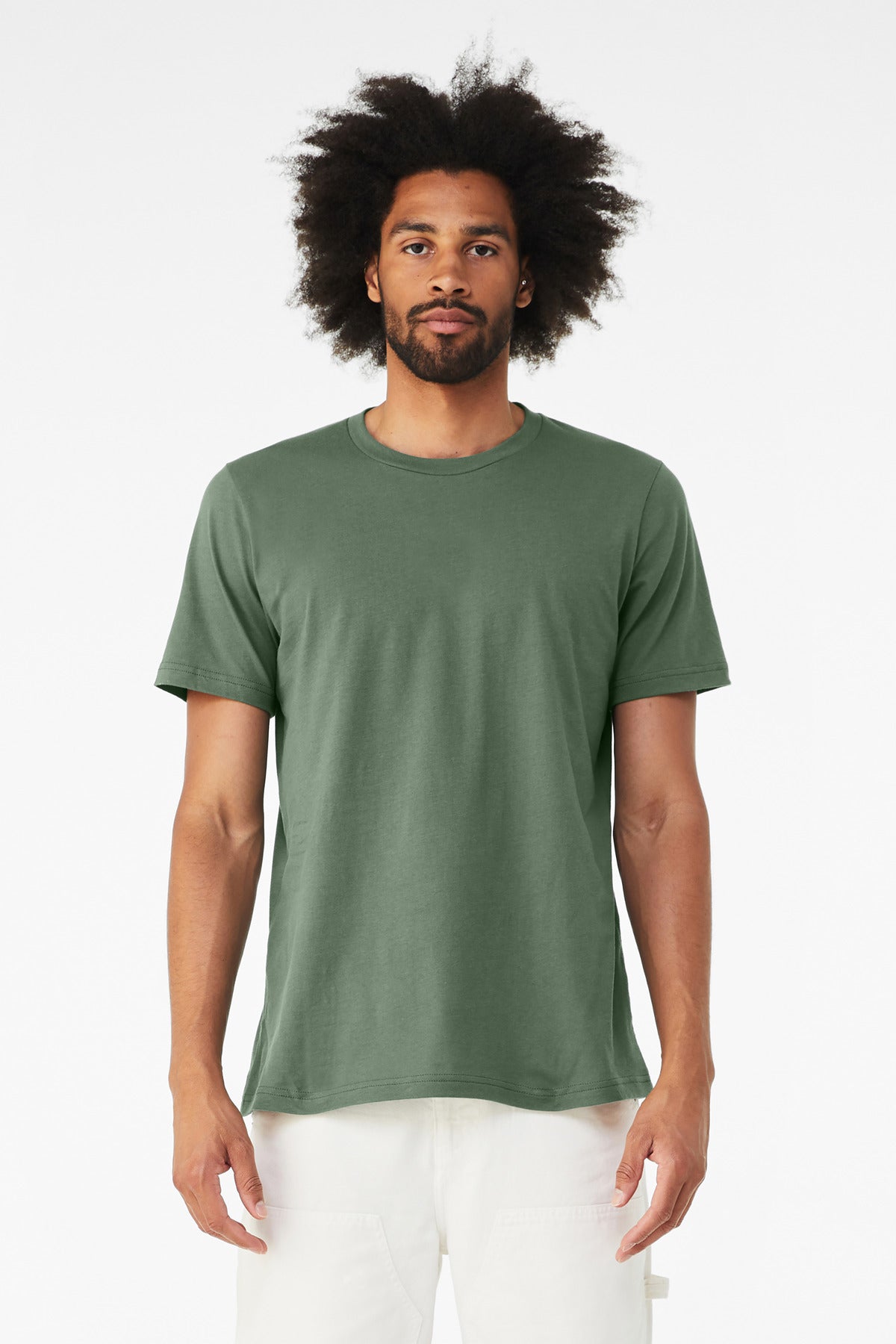 Front View of Pine BELLA+CANVAS Unisex Jersey Short Sleeve Tee. BC3001