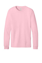 Front View of Pink BELLA+CANVAS Unisex Jersey Long Sleeve Tee. BC3501