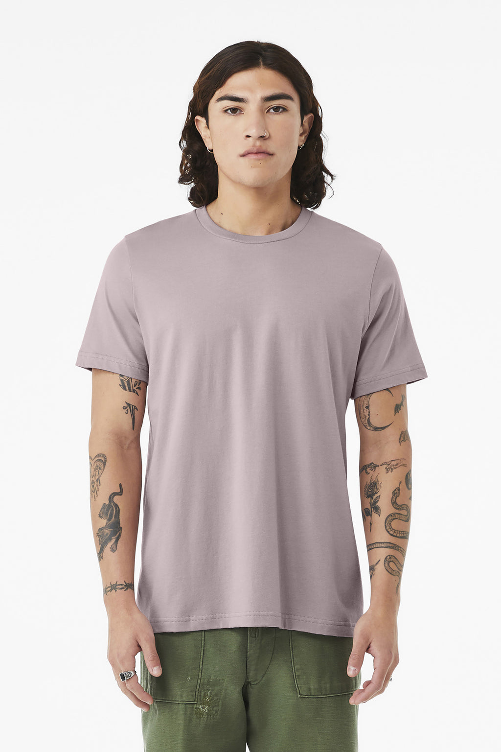 Front View of PinkGravel BELLA+CANVAS Unisex Jersey Short Sleeve Tee. BC3001