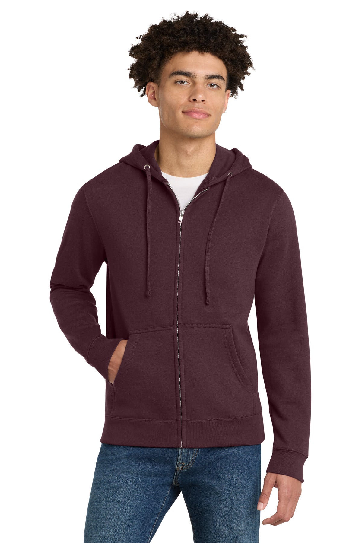 Front View of Plum District V.I.T. Fleece Full-Zip Hoodie DT6102