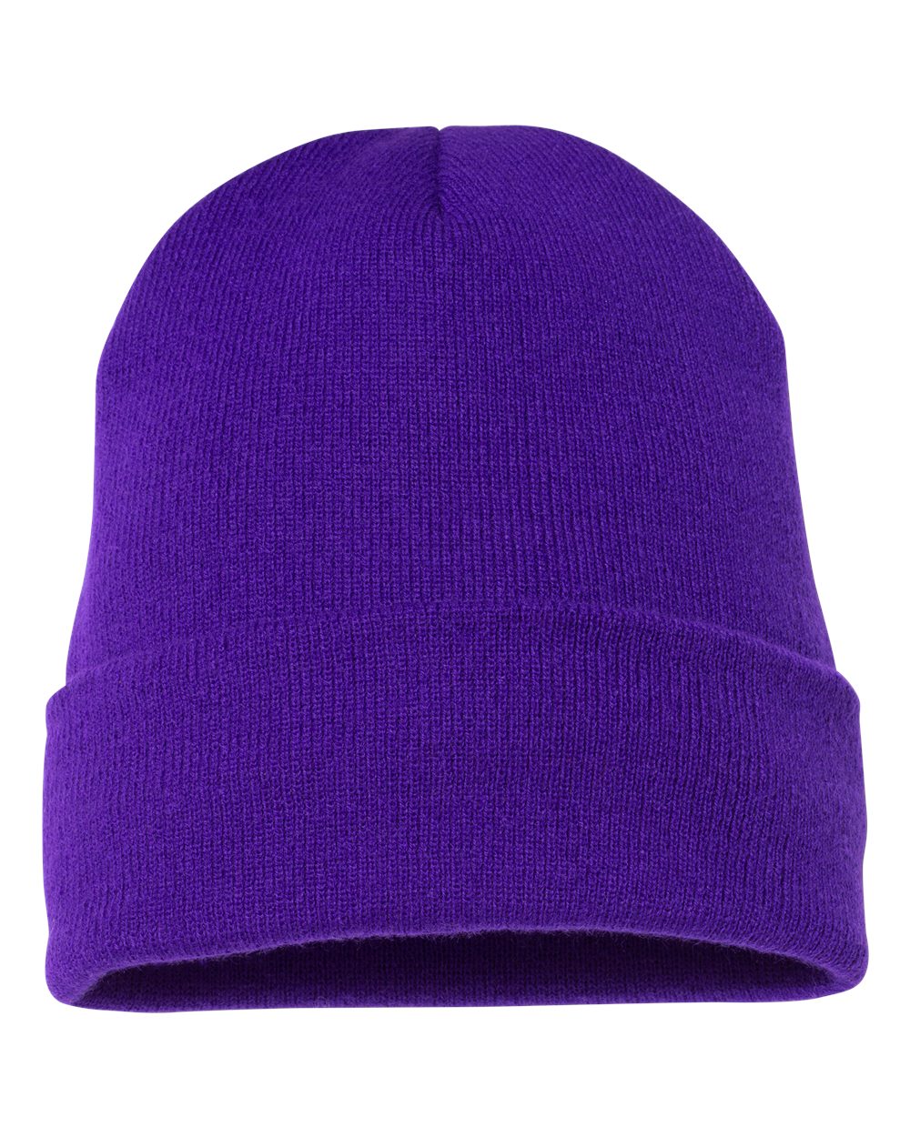 Front View of Purple Cuffed Beanie - 1501KC