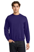 Front View of Purple Gildan Heavy Blend Crewneck Sweatshirt. 18000