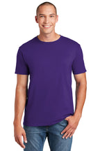 Front View of Purple Gildan Softstyle T-Shirt. 64000