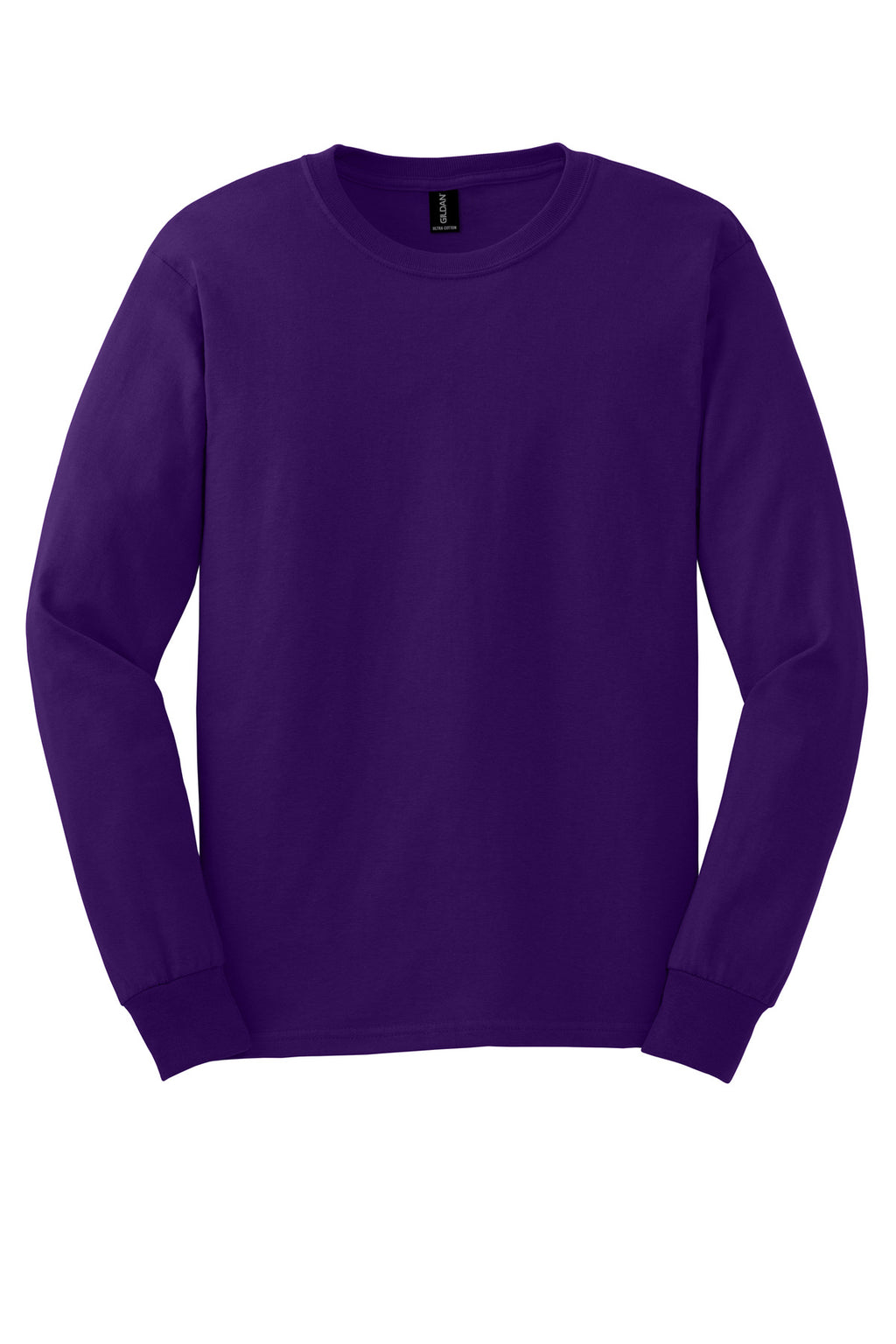 Front View of Purple Gildan - Ultra Cotton 100% US Cotton Long Sleeve T-Shirt. G2400