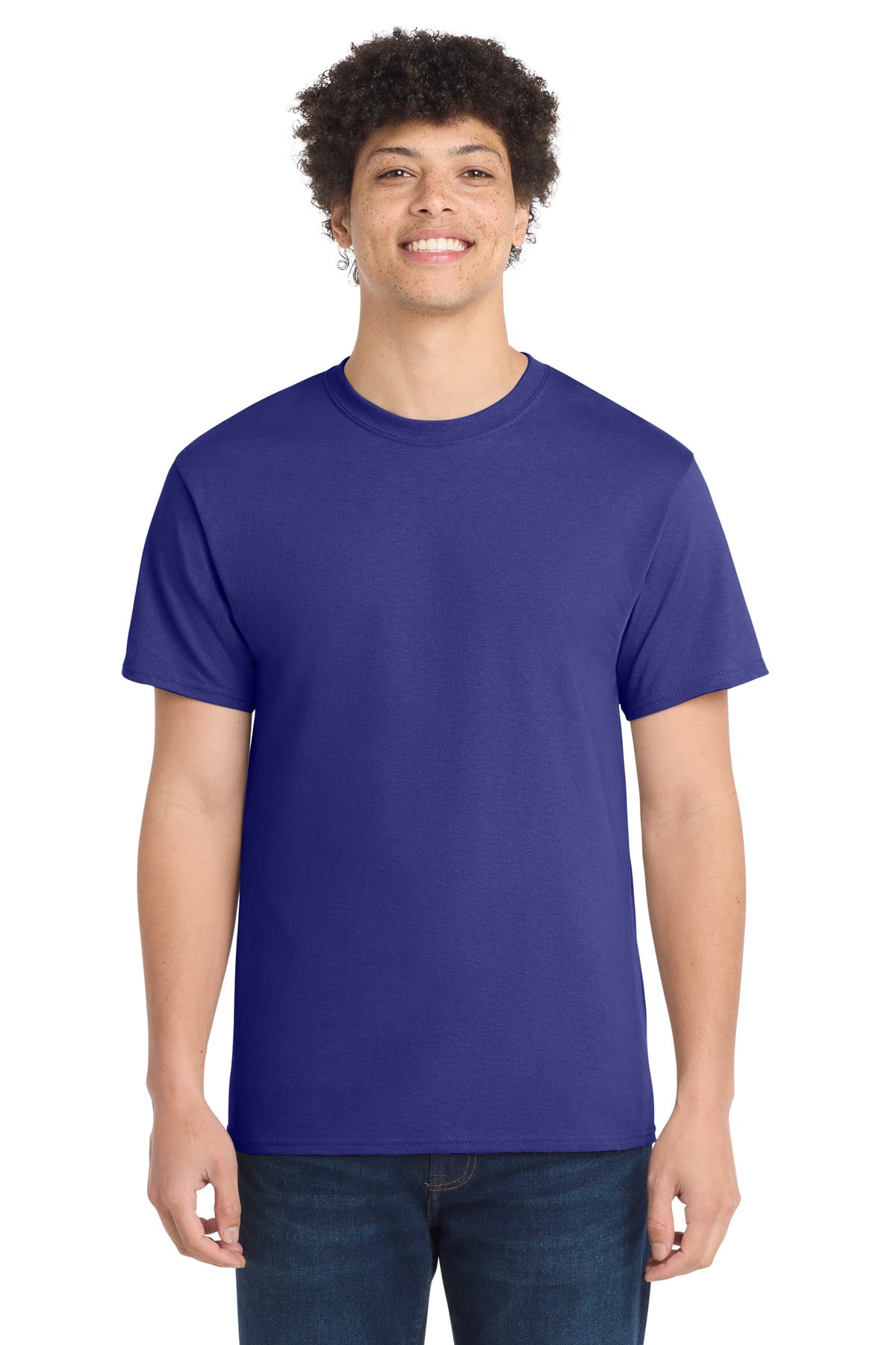 Front View of Purple Port & Co Core Cotton Tee. PC54