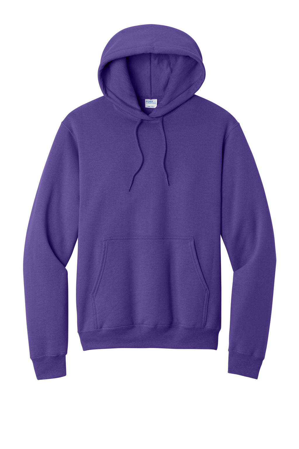 Front View of Purple Port & Co Core Fleece Pullover Hooded Sweatshirt. PC78H