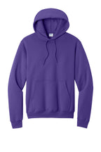 Front View of Purple Port & Co Core Fleece Pullover Hooded Sweatshirt. PC78H