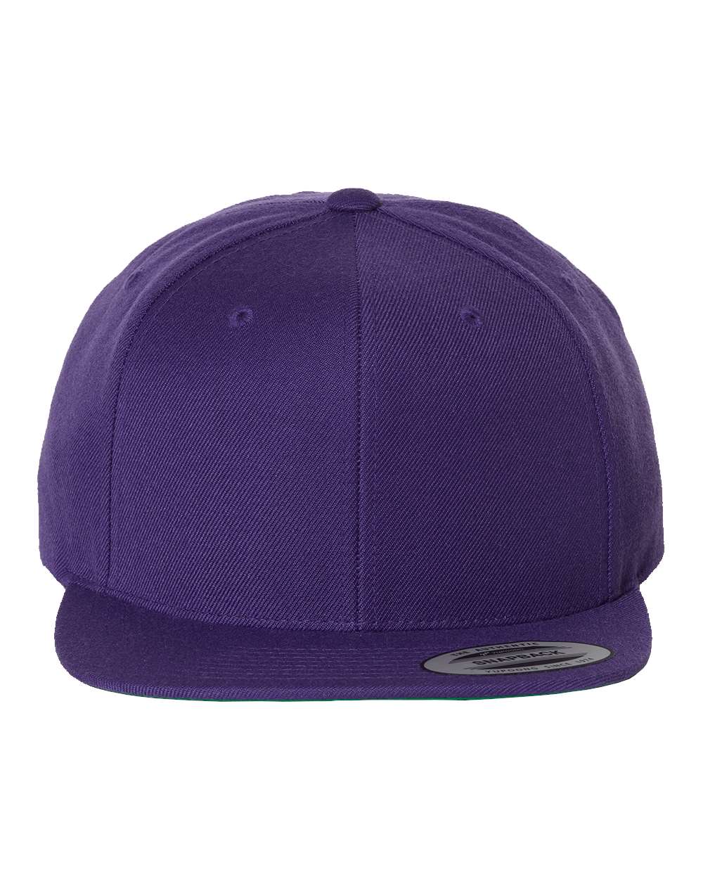 Front View of Purple Premium Flat Bill Snapback Cap - 6089M