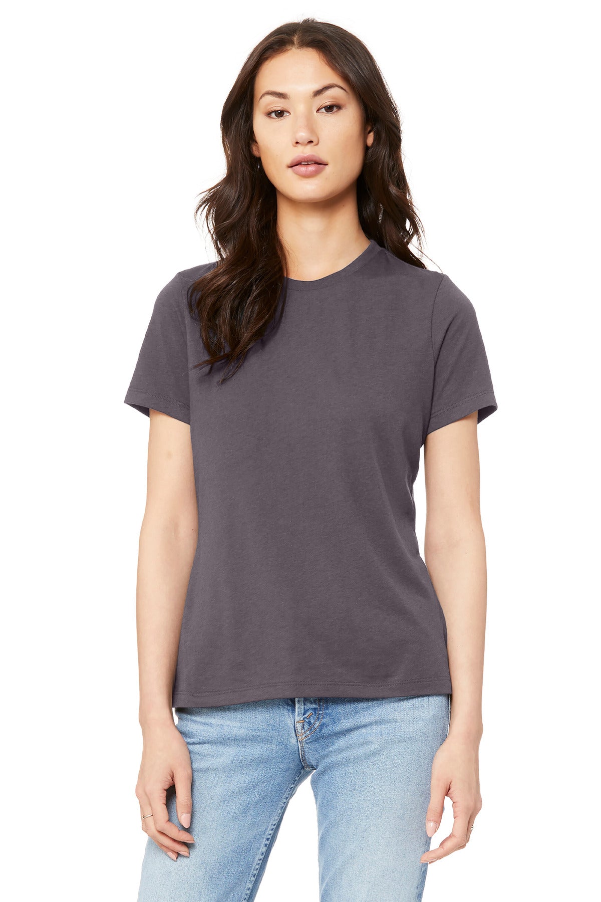 Front View of PurpleStrm BELLA+CANVAS Women's Relaxed Jersey Short Sleeve Tee. BC6400