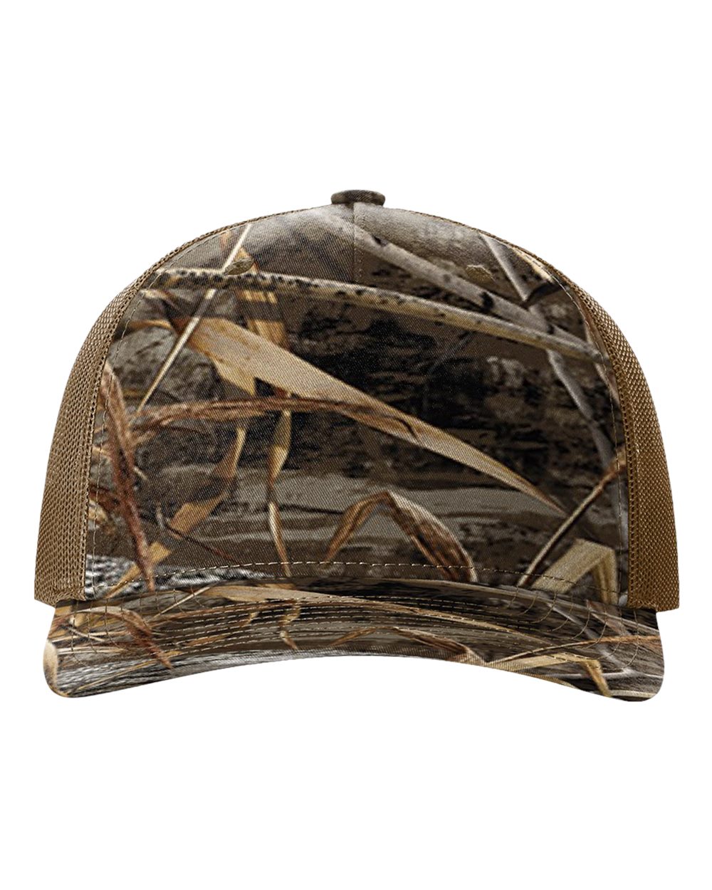 Front View of Realtree Max-7/ Buck Five-Panel Printed Trucker Cap - 112PFP