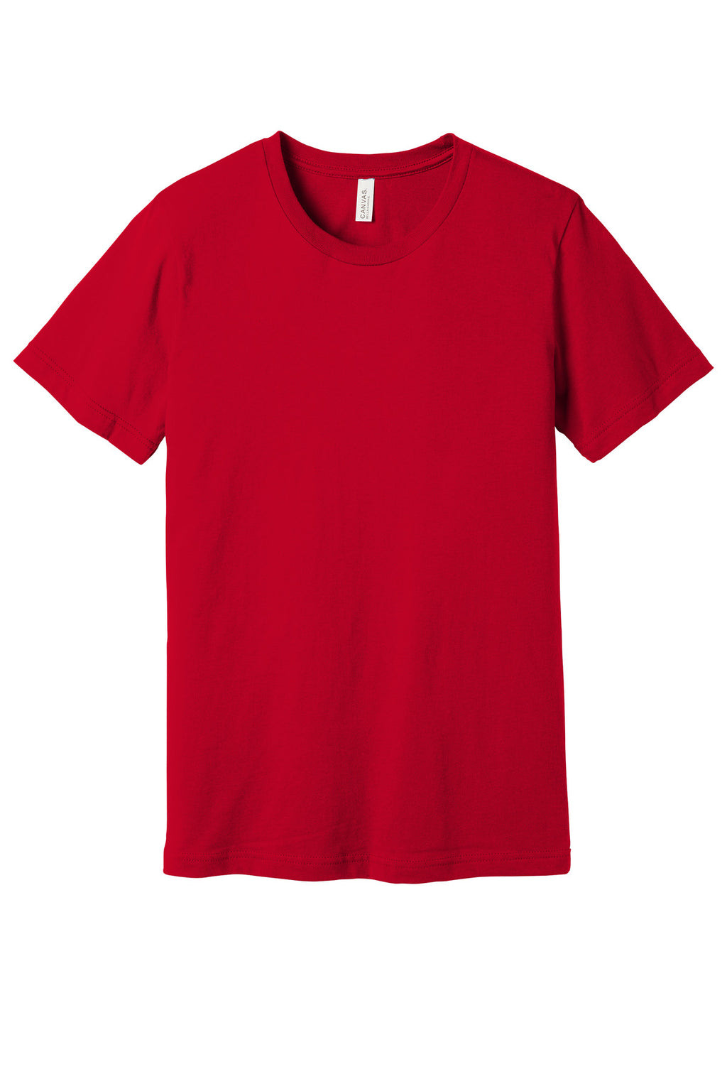 Front View of Red BELLA+CANVAS Unisex Jersey Short Sleeve Tee. BC3001