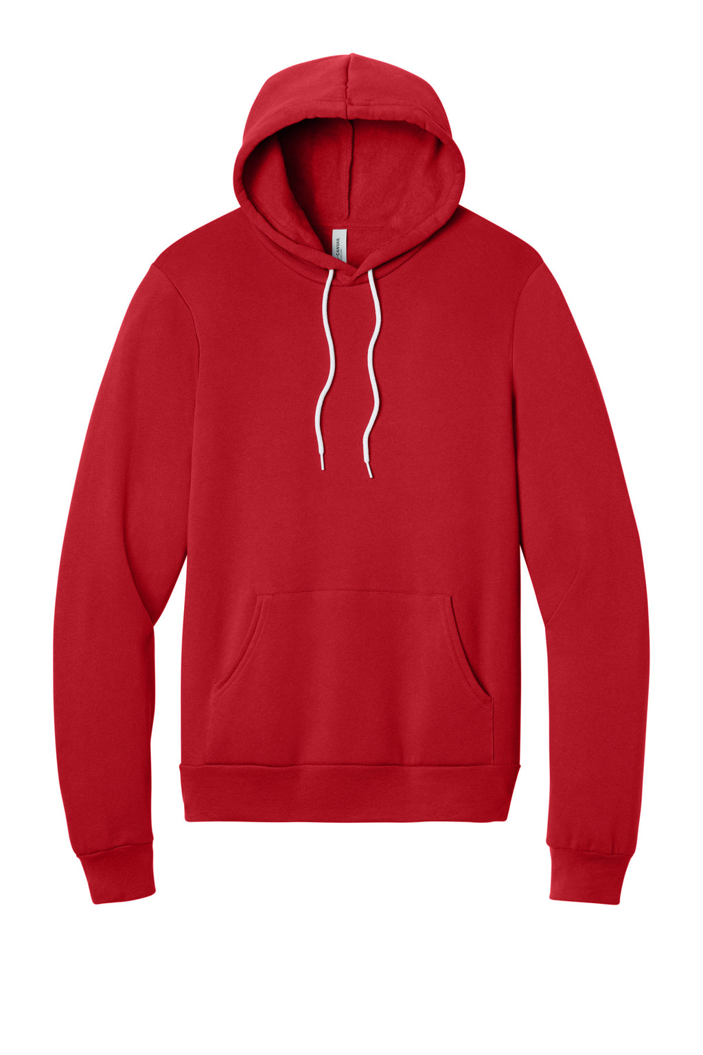 Front View of Red BELLA+CANVAS Unisex Sponge Fleece Pullover Hoodie. BC3719
