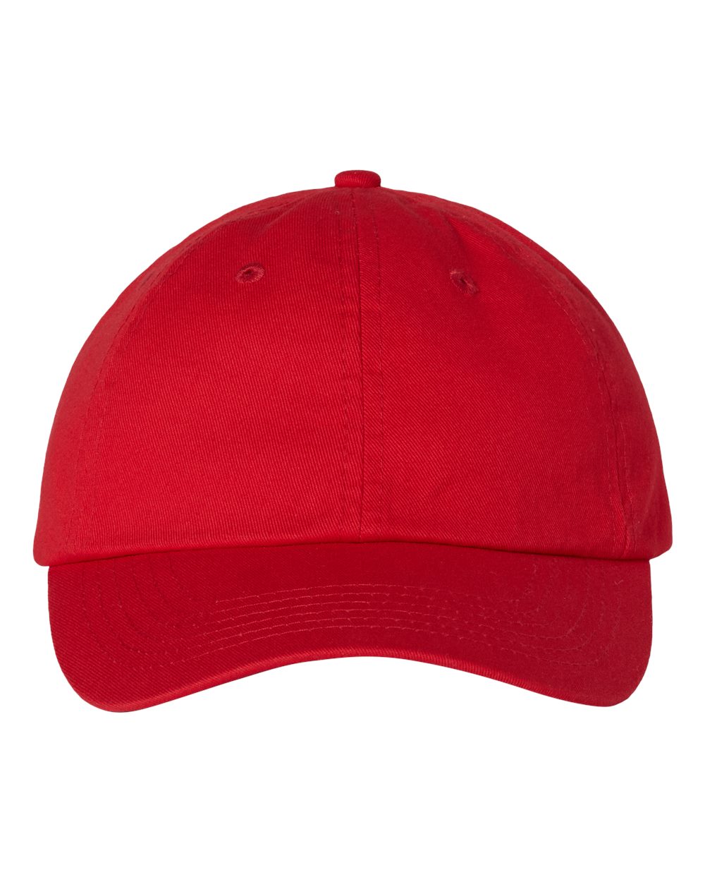 Front View of Red Bio-Washed Classic Dad Hat - VC300A