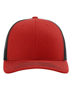 Front View of Red/ Black Snapback Trucker Cap - 112