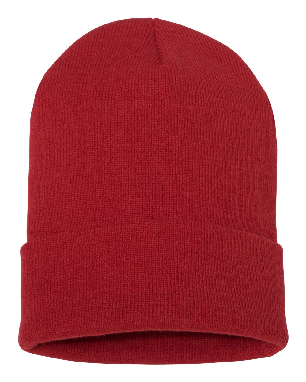 Front View of Red Cuffed Beanie - 1501KC