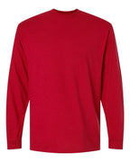 Front View of Red DryBlend® 50/50 Long Sleeve T-Shirt - 8400