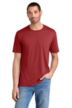 Front View of Red Frost District Perfect Tri Tee. DM130
