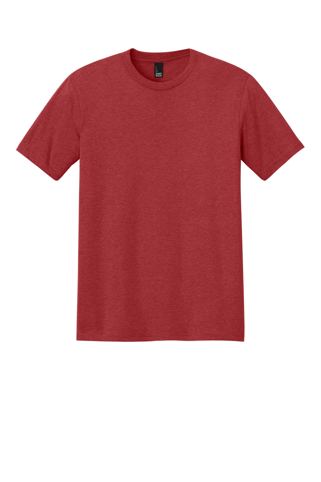 Front View of Red Frost District Perfect Tri Tee. DM130