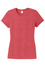 Front View of Red Frost District Women's Perfect Tri Tee. DM130L