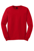 Front View of Red Gildan - Ultra Cotton 100% US Cotton Long Sleeve T-Shirt. G2400