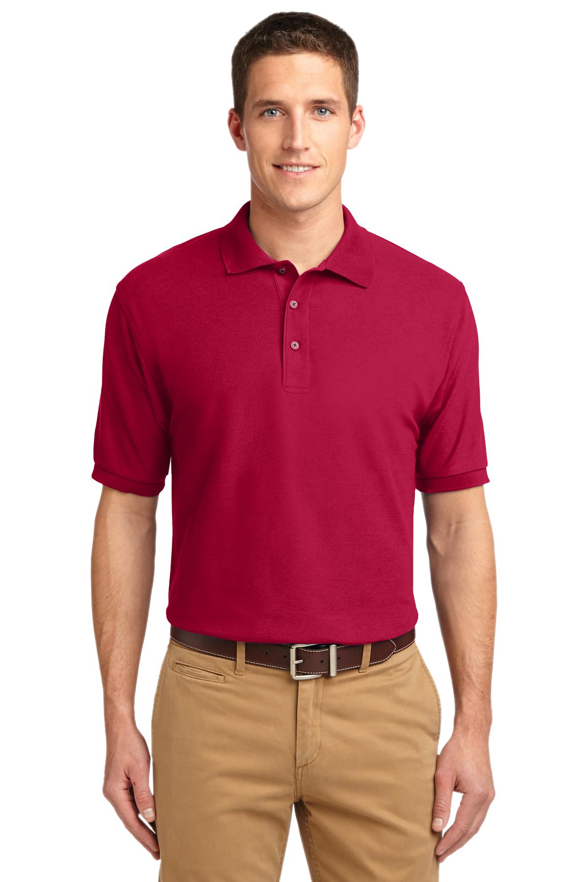 Front View of Red Port Authority Silk Touch Polo K500