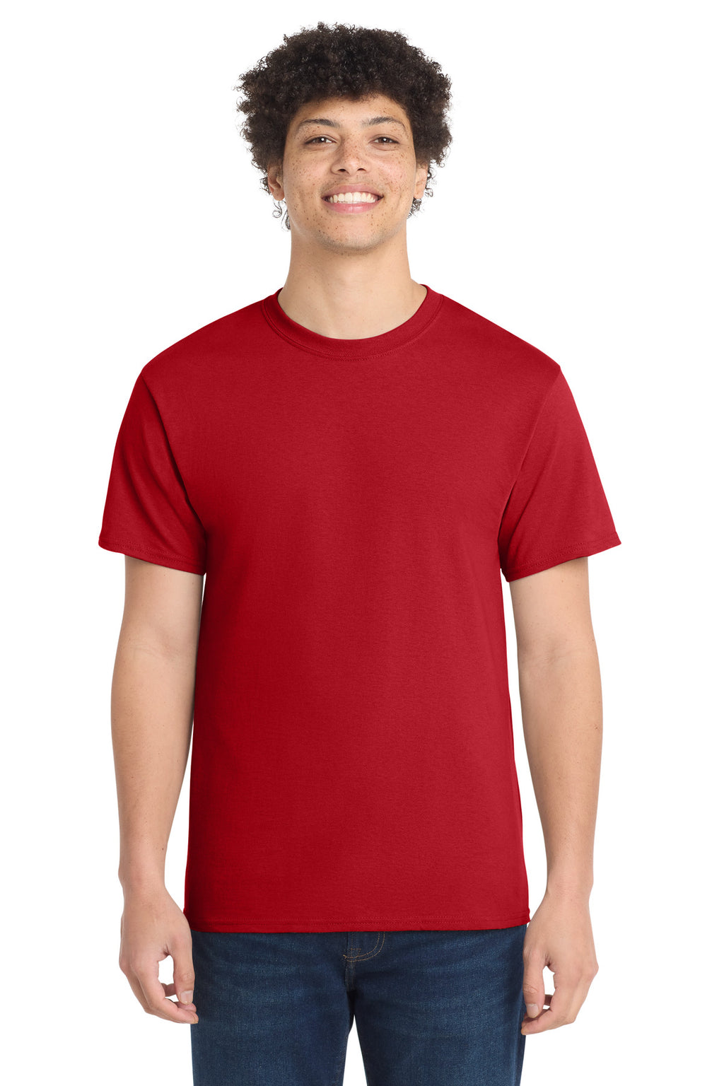 Front View of Red Port & Co Core Cotton Tee. PC54