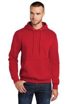 Front View of Red Port & Co Core Fleece Pullover Hooded Sweatshirt. PC78H