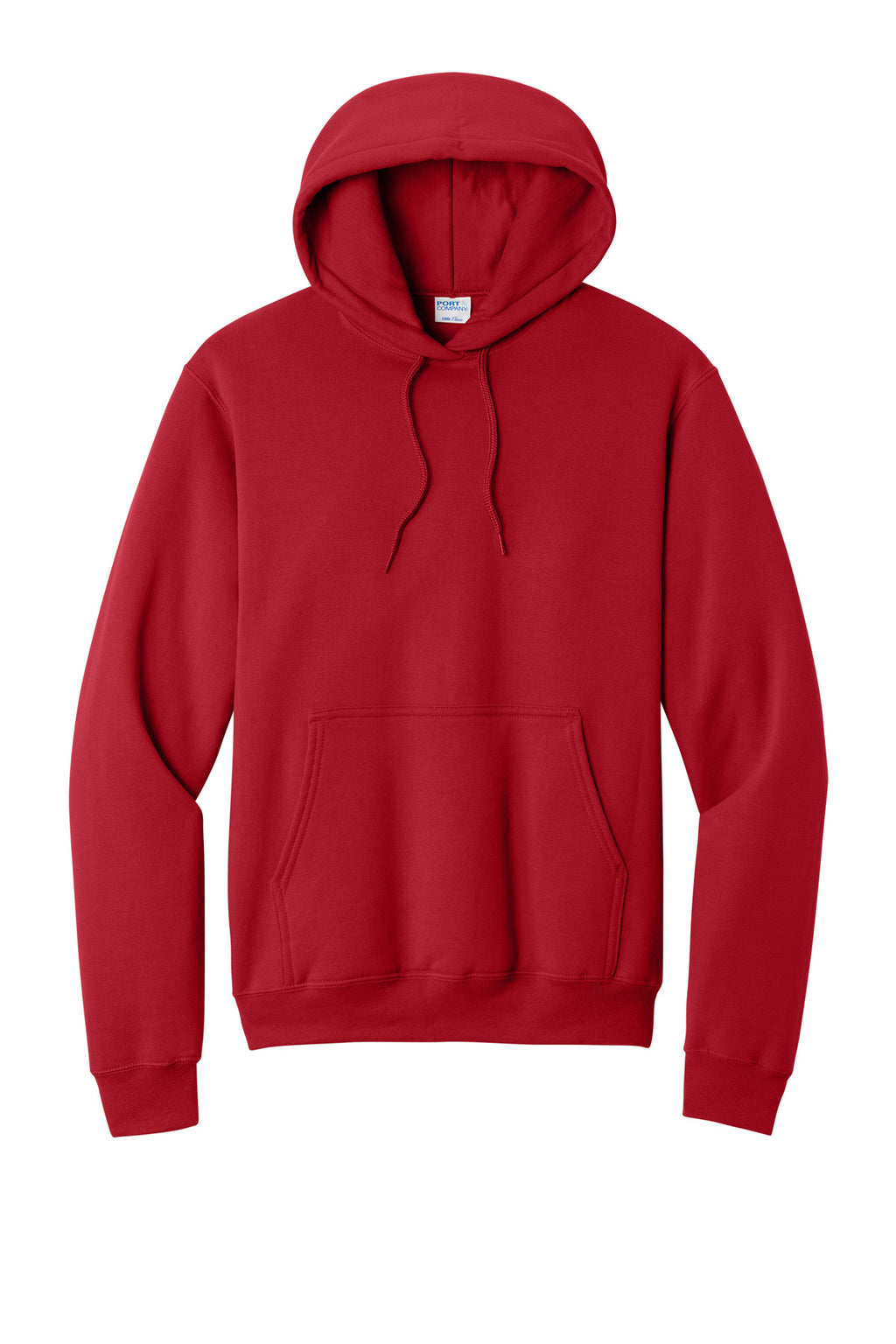 Front View of Red Port & Co Core Fleece Pullover Hooded Sweatshirt. PC78H