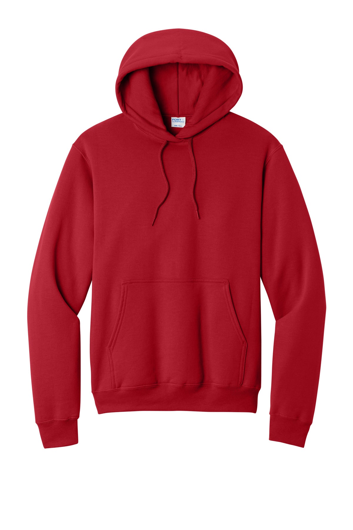 Front View of Red Port & Co Core Fleece Pullover Hooded Sweatshirt. PC78H