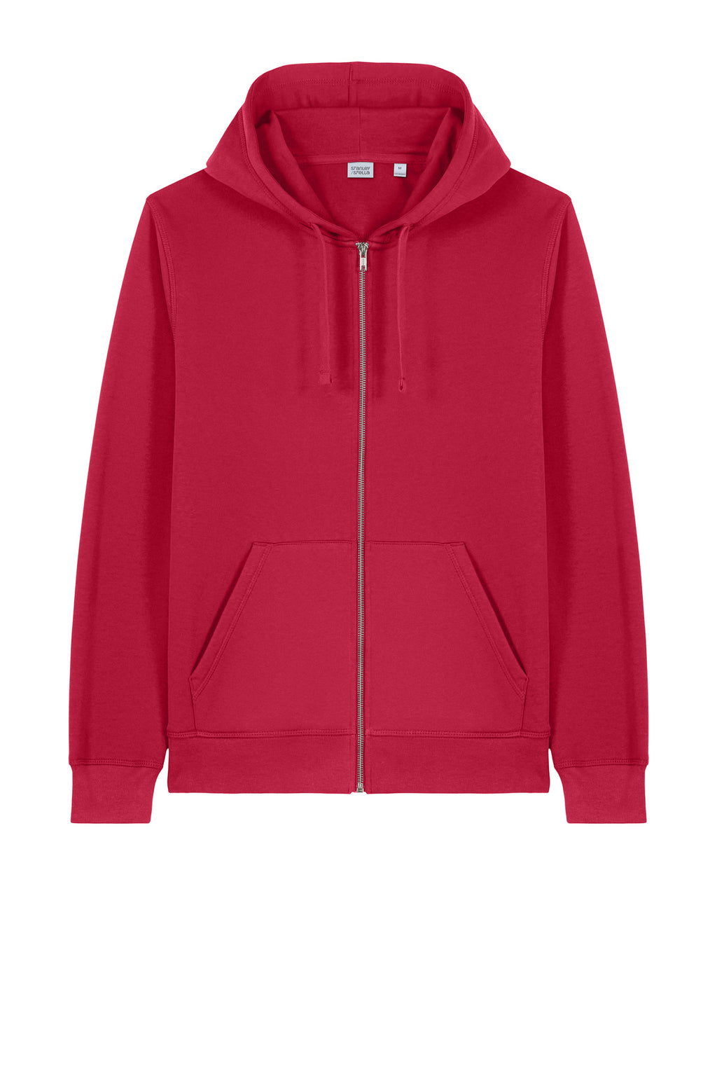 Front View of Red Stanley/Stella Unisex Mixer Full-Zip Hooded Sweatshirt SXU011