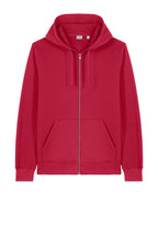 Front View of Red Stanley/Stella Unisex Mixer Full-Zip Hooded Sweatshirt SXU011