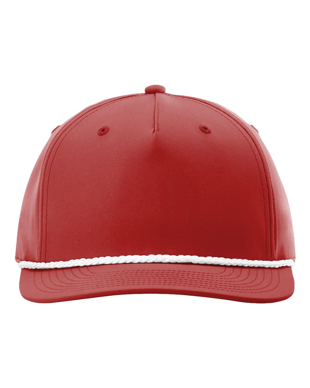 Front View of Red/ White Five Panel Classic Rope Cap - 258