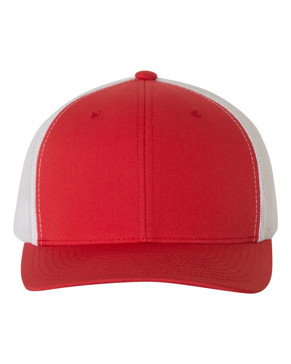 Front View of Red/ White Retro Trucker Cap - 6606