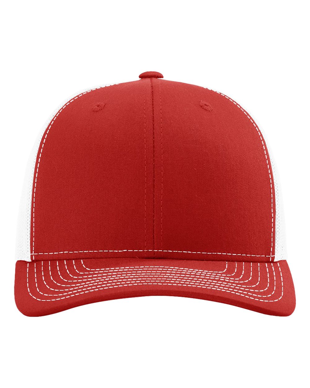Front View of Red/ White Snapback Trucker Cap - 112