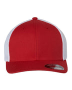 Front View of Red/ White Trucker Cap - 6511