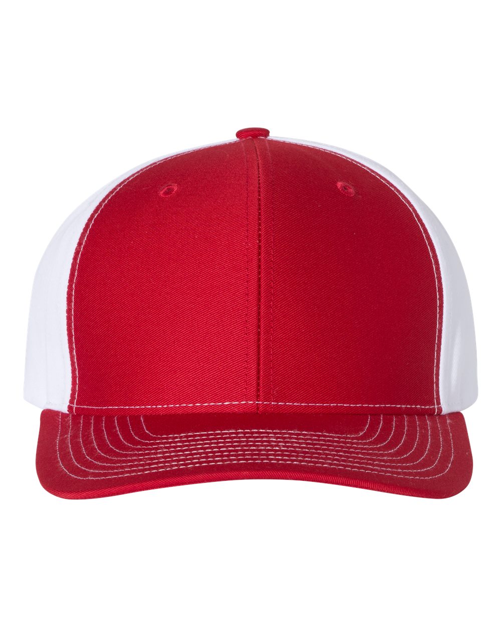 Front View of Red/ White Twill Back Trucker Cap - 312